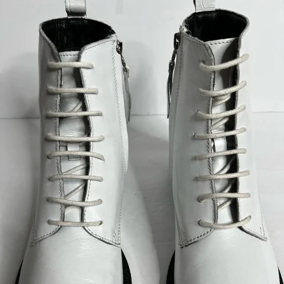 Nwot Sam Edelman Nina White Combat Leather Military Boots